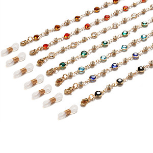 Цепочка для очков женская, цветной шнурок для солнцезащитных очков с металлическими бусинами и стразами, ожерелье с хрустальными бусинами, facemask - Product Image 5