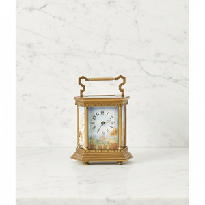 Reloj de Carruaje de Estilo Dorico Hexagonal de Latón Antiguo de Mediados de Siglo, con Repetidor de 8 Días, Esfera Artística Visible y Plataforma de Escape - Product Image 2