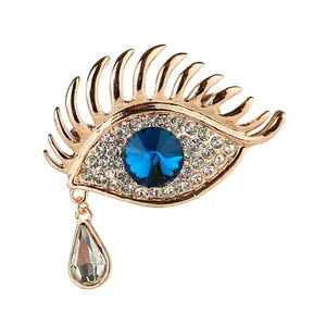 Tear Broche Pins Grote Crystal Eye Vorm Lange Wimper Broches Groothandel Valentijnsdag