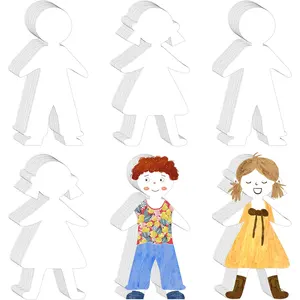 120 Pcs Blank Paper Cutouts Paper Doll Kids Shaped Papers Multicultural Construction People Cutouts for Kids DIY Craft Art