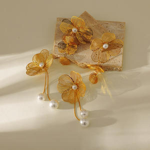 3D <b>Flower</b> Stud Earrings for Women, <b>Sweet</b> and Cool INS Style Gold-plated Stainless Steel Earrings - Product Image 1