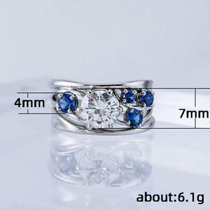 Bague F355 en moissanite, argent 925, taille brillant rond, sertie à griffes, alliance de fiançailles pour femme - Product Image 3