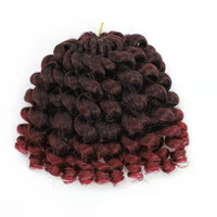 Estensione per capelli sintetica da 8 pollici, in fibra resistente alle alte temperature, per dreadlock e trecce all'uncinetto, stile Jamaican Bounce, con ricci a bacchetta voluminosi, tinta singola