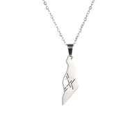 Collier pendentif unisexe en acier inoxydable avec chaîne à maillons, carte de la Palestine et d'Israël, tendance sportive, personnalité