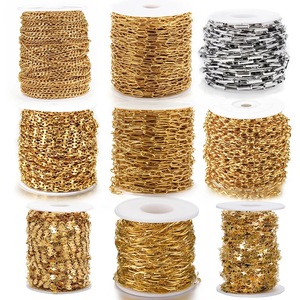 Chaînes Aceworks en acier inoxydable argenté et doré, en rouleau au mètre, référence SPF61217 |   Chaînes de haute qualité pour la fabrication de bijoux - Product Image 1