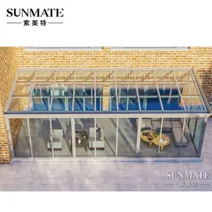 Alüminyum serbest duran Sunroom avlu kış bahçesi biyoklimatik prefabrik evler solaryum