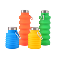 Bouteille d'eau pliable en silicone de qualité alimentaire, écologique, durable, portable et réutilisable, sans BPA, anti-fuite, pour les voyages, la randonnée et le camping