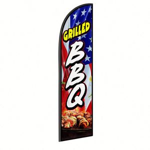 2.5*11.5 FT GRILLED BBQ High Quality Custom Feather <b>Flags</b> Beach <b>Flag</b> for Beach Party and Advertising Promotions - Product Image 1