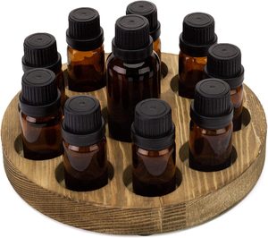 Estante redondo de madera de pino para aceite esencial, organizador de almacenamiento de madera con soporte giratorio, estante flotante de pie - Product Image 6