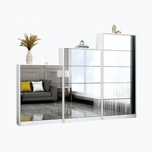 Estante de madera de nogal <span class=keywords><strong>con</strong></span> tapa para zapatos, organizador de 3 puertas, caja de almacenamiento <span class=keywords><strong>con</strong></span> <span class=keywords><strong>espejo</strong></span>, nuevo y moderno para el hogar - Product Image 6