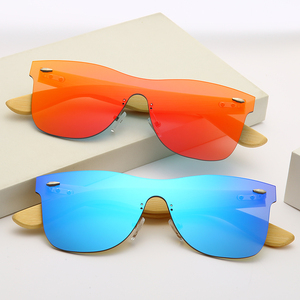 Lunettes de soleil en bois faites à la main, monture en plastique, branches en bambou, logo personnalisé, lunettes carrées pour hommes et femmes - Product Image 2