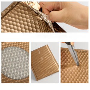 Film plaqué aluminium doré Champagne, épais, taille 28cm x 37cm + 6 sacs à bulles, sacs express, sacs d'emballage cosmétique, vente en gros - Product Image 5