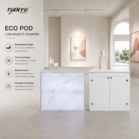 Mostrador de Recepción Moderno para Salón de Belleza, Blanco, Luminoso, Portátil, con Luz LED, para Exhibición y Registro