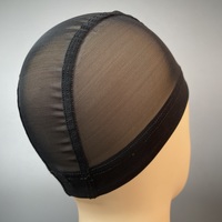 Perruque en dentelle de nylon à maintien fort taille moyenne, bonnet respirant en tissu tressé, bonnet de bain en maille élastique ventilée