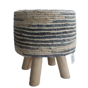 Wholesale price Customization Contemporary Upholstered Sea Grass Woven Stool for living room