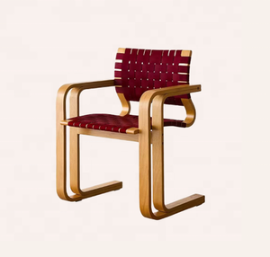 Sillas de comedor de madera maciza de diseño para adultos, con reposabrazos, sillas tejidas, respaldos de escritorio retro sencillos, sillas - Product Image 2