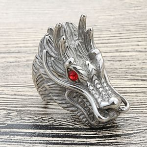 Dragon Head <b>Ring</b> Stainless Steel Red Stone Inlay Men's Punk Jewelry Gift 27074 - Product Image 4