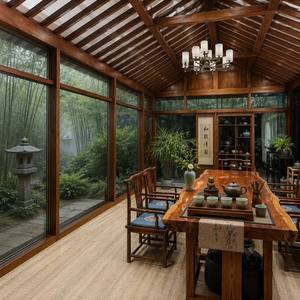 Solárium de Madera para Exteriores HUACAI, Solárium de Roble Rojo con Estructura de Mortise y Tenon, Casa de Cristal para Jardín, Patio, Villa, Hotel, Salón de Té - Product Image 4