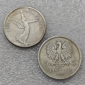 Pièces de monnaie commémoratives de style antique, 5 zlotych de Pologne, 1927, 1928, 1930, 1931, 1932, cadeaux, décoration de la maison - Product Image 5