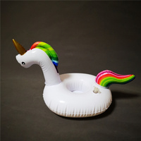 Porte-boissons gonflable licorne en PVC, support flottant pour canettes de bière, fournitures pour fêtes au bord de la piscine, seau à glace, bac à boissons, sous-verre flottant
