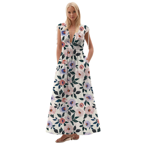 Haute Qualité À Manches Longues Col Carré Imprimé Floral Vacances Maxi <span class=keywords><strong>Robe</strong></span> <span class=keywords><strong>Robe</strong></span> Fleurie Longue <span class=keywords><strong>Tendance</strong></span> Bohème Chic Automne - Product Image 2