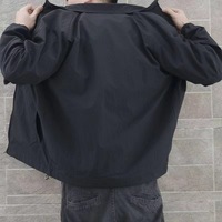 Veste bomber noire en satin sur mesure imperméable à l'eau, grande taille, à fermeture éclair, pour homme, vente chaude