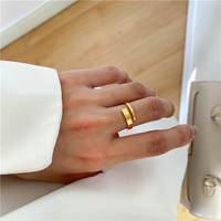 2025 Minimalist isch verstellbar offen Asymmetrisch Normal band Ring Edelstahl 18 Karat vergoldet Unisex Glossy Blank Schmuck