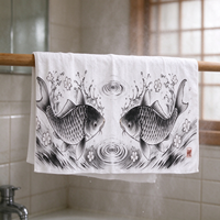 Serviette de cuisine et décoration murale en coton japonais Tenugui, imprimée traditionnellement, multi-usages, avec impression personnalisée