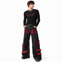 Maßgeschneiderte Y2K-Jeans für Herren: Gothic-Sternapplikation, Metallösen, Schnallen, weites Bein – Designermarken, Boutiquen, OEM