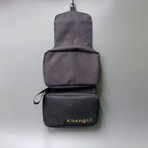 Black Oxford <b>Toiletry</b> <b>Bag</b> 9 Inch Golden Logo Travel Cosmetic <b>Bag</b> For Women Extension Foldable Makeup <b>Bag</b> - Product Image 2