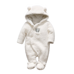 ODM Winter Baby <span class=keywords><strong>pagliaccetto</strong></span> Design 100% cotone spessito con piedi lana di agnello imbottita in tinta unita abbigliamento per bambini per il commercio estero - Product Image 1