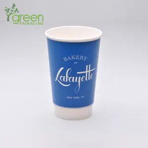 Copo descartável do papel do café da parede dupla de 16oz da impressão seu próprio design