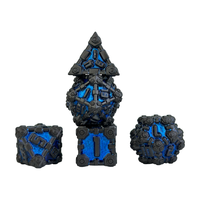 Lot de dés métalliques polyédriques OEM Xinshang écologiques à 7 pièces, à angles droits, à 6, 8, 10, 12, 20 faces pour jeux de rôle fantastiques, science-fiction et D&D