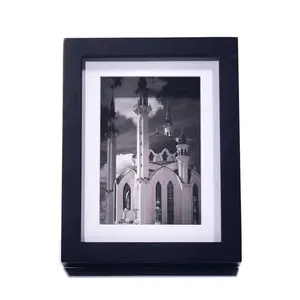 Marco de fotos de exhibición de cajas de sombra de vidrio de madera maciza de alta calidad