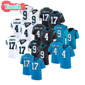 Charlotte # 9 Jeunes # 4 McMillan # Maillot de football cousu Legette 17 pour hommes et jeunes, noir, bleu, blanc, domicile et extérieur, uniforme sportif - Product Image 1