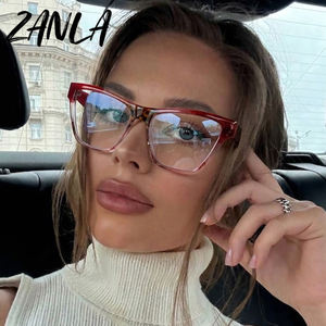 Gafas de Mujer con Montura de Ojo de Gato Coloridas y Modernas 2026, Montura de Polígono Transparente con Protección Anti Luz Azul, Montura Decorativa con Estampado de Leopardo - Product Image 2