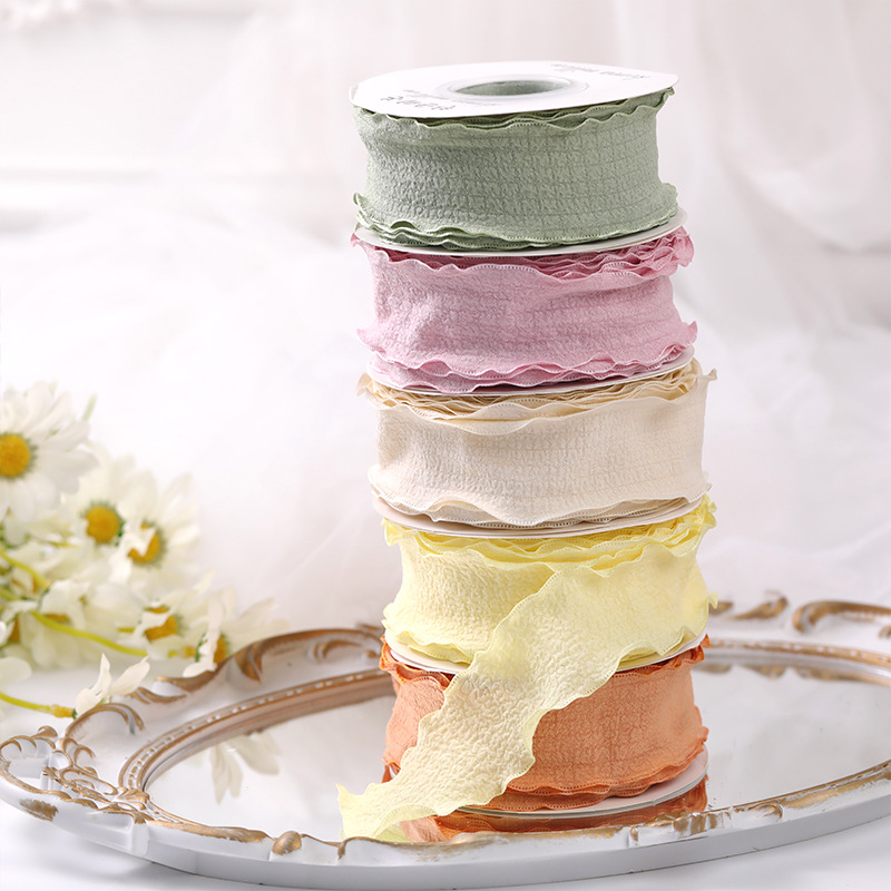 High-grade Linen Fishtail Ribbon Diy Pleated Wave Satin Ribbon Cake Bouquet Ribbons for Gift Wrap