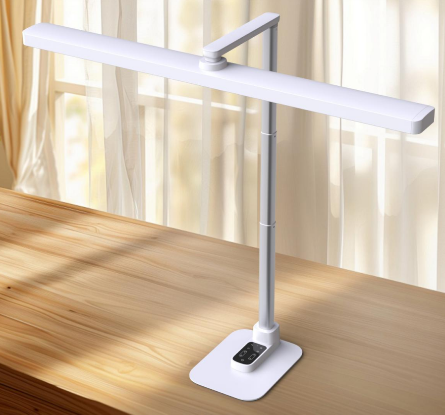 Motion Sensor Eye-Caring Desk Light with Stepless Dimming Adjustable Height, 48W Desk Lamp for Reading, Study, Workbench