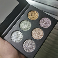Palette de fards à paupières métalliques vegan personnalisables en gros, 6 couleurs, avec étiquette privée