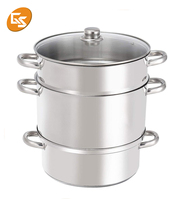 Presse-agrumes en acier inoxydable à 3 étages, cuiseur vapeur, multicuiseur, couvercle en verre, écologique, compatible gaz et induction, appareil de cuisine pour un usage domestique