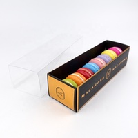 Boîte d'emballage personnalisée en papier pour pâtisserie, style tiroir, avec fenêtre transparente pour 6 macarons, boîte cadeau pour biscuits