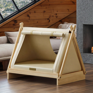 Hamac semi-fermé en bois massif écologique pour animaux de compagnie (chats et chiens) – Grand format, hiver comme été, avec éponge douce – OEM, emballage carton - Product Image 3