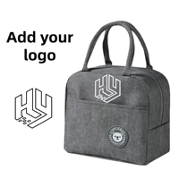 Sac à déjeuner isotherme personnalisable en polyester, sac fourre-tout bento, sac à dos pour étudiants et bureau, sac repas imperméable et anti-huile, épaissi, 1-3L