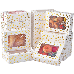 DOYIDE 12Pcs Christmas Cookie Boxes <b>Window</b> 8x6x2.5 White Rectangular Bakery Boxes Ribbon for Cake Cupcakes Muffins - Product Image 1