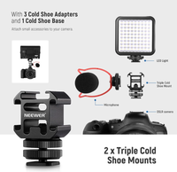 NEEWER Kit d'adaptateurs de fixation pour griffe porte-accessoire 8 pièces, triple griffe porte-accessoire avec vis 1/4 pouce pour appareil photo reflex numérique, lumière LED, microphone