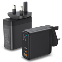 Chargeur mural numérique HNT 67W GaN avec affichage numérique, adaptateur secteur intelligent PD QC, chargeur portable pour ordinateur portable et téléphone, compatible iPhone 16 15 MacBook