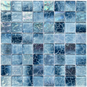 Mosaicos de Vidrio para Piscina, Mosaico de Vidrio Iridiscente Azul Esmerilado para Baño, Cocina y Revestimiento - Product Image 2