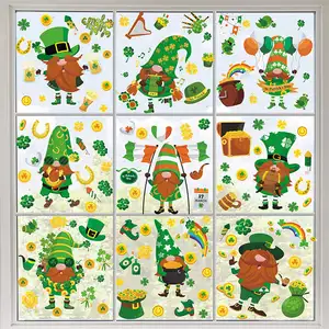 Özel St. Saint Patrick'S günü festivali parti süslemeleri St Patrick için İrlanda karikatür karakterler pencere Sticker ev oyuncaklar