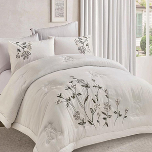 Ensemble de lit dans un sac de couette <span class=keywords><strong>7</strong></span> pièces ensemble de literie en microfibre à broderie florale pour toutes les saisons avec couette drap de lit taie d'oreiller - Product Image 6