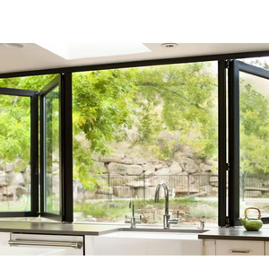 Cocina comercial Ventana de acordeón plegable Aleación de aluminio Ventanas plegables al aire libre superior/inferior Diseño gráfico vertical Exterior - Product Image 5